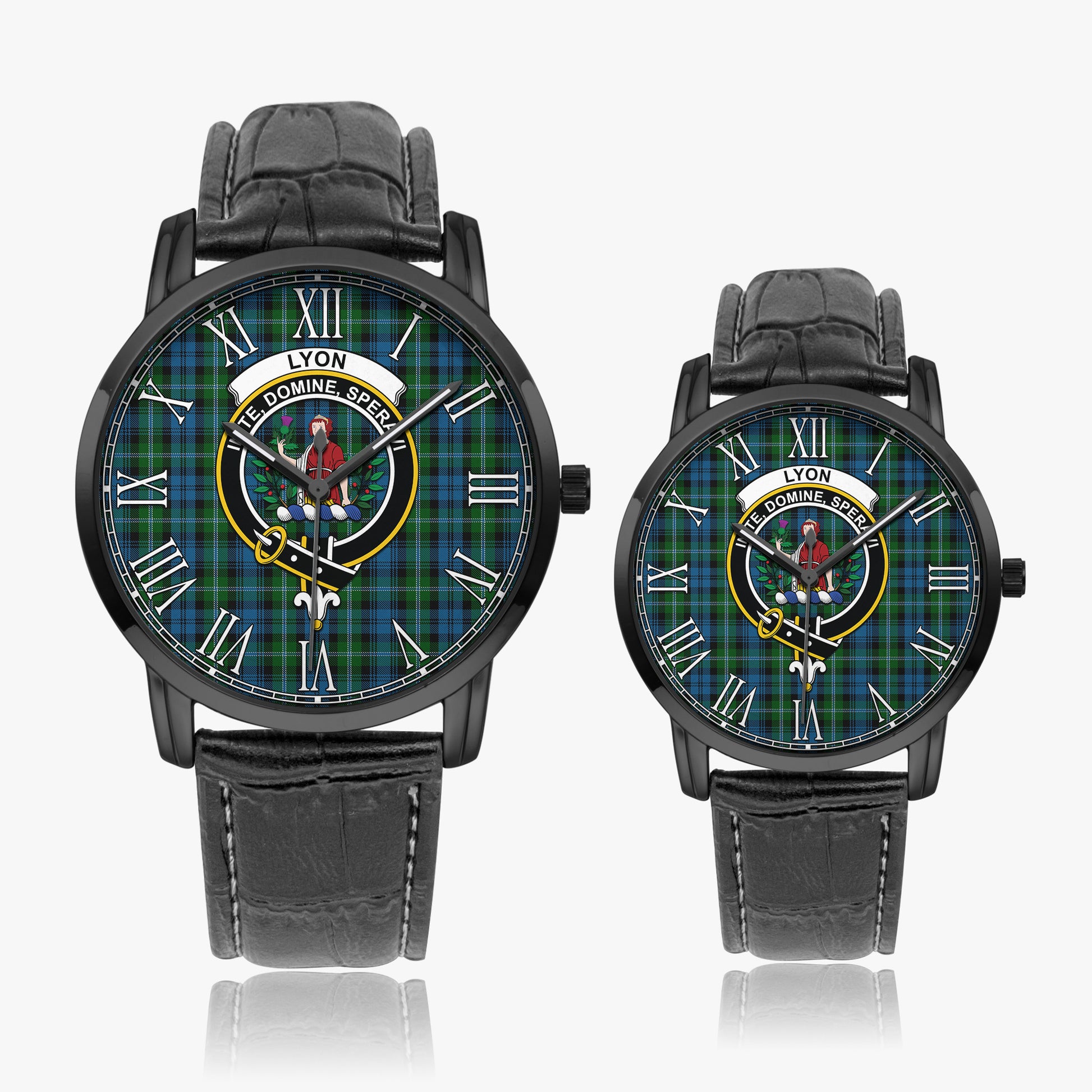 Lyon Tartan Family Crest Leather Strap Quartz Watch - Tartanvibesclothing