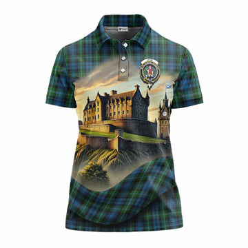 Lyon Tartan Family Crest Women's Polo Shirt with Scottish Ancient Castle Style Women - Tartan Vibes Clothing