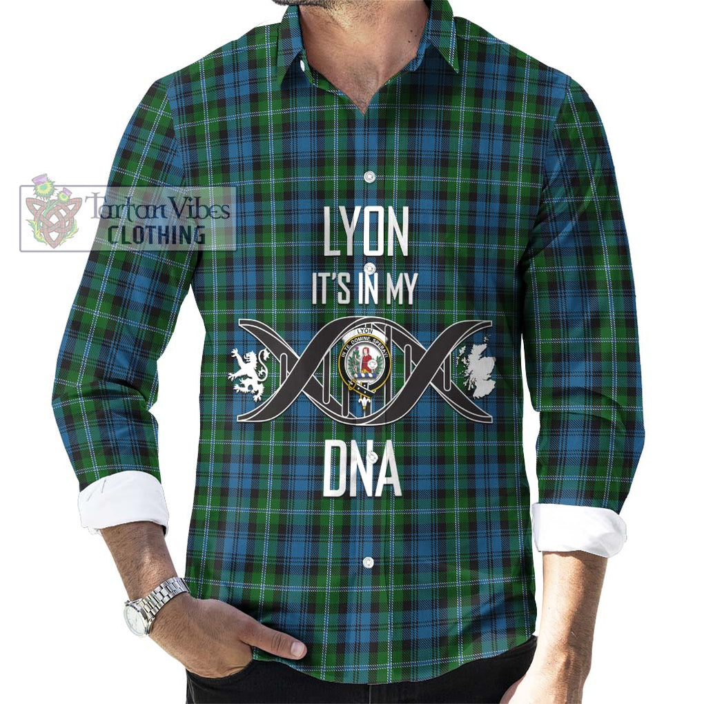 Lyon Tartan Long Sleeve Button Shirt with Family Crest DNA In Me Style Men's Shirt S - Tartanvibesclothing Shop