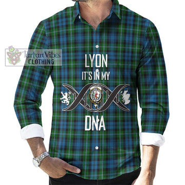 Lyon Tartan Long Sleeve Button Shirt with Family Crest DNA In Me Style