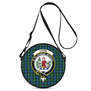 Lyon Tartan Round Satchel Bags with Family Crest