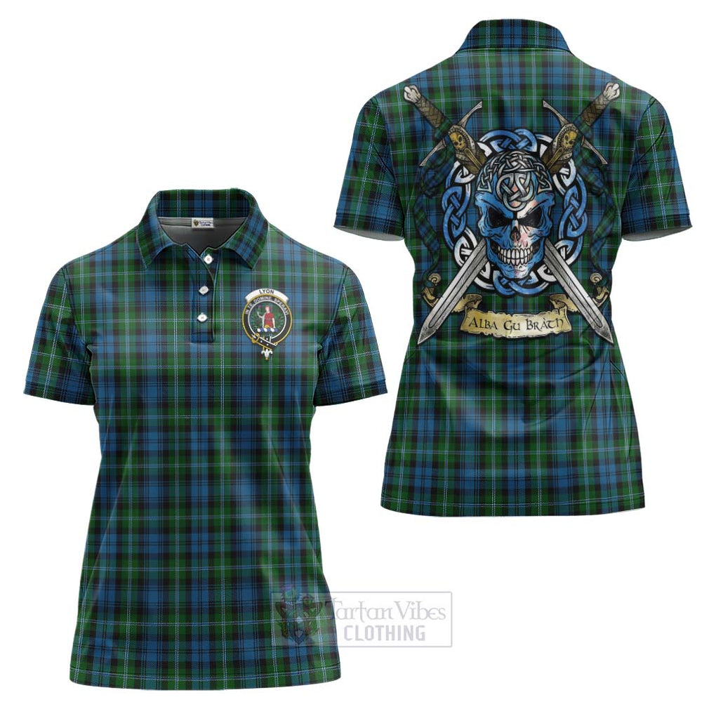 Tartan Vibes Clothing Lyon Tartan Women's Polo Shirt with Family Crest Celtic Skull Style