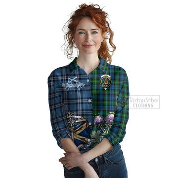 Lyon Tartan Women's Casual Shirt Happy St. Andrew's Day Half Tartan Style