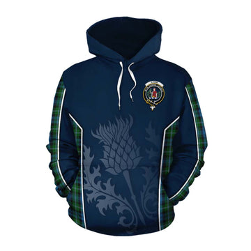 Lyon Tartan Cotton Hoodie with Family Crest and Scottish Thistle Vibes Sport Style Pullover Hoodie XS - Tartan Vibes Clothing