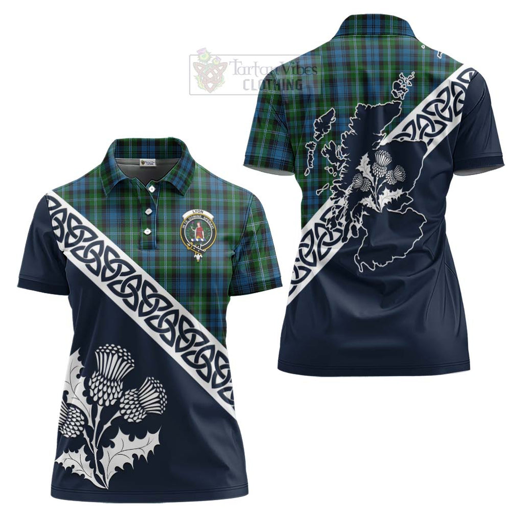 Tartan Vibes Clothing Lyon Tartan Women's Polo Shirt Featuring Thistle and Scotland Map