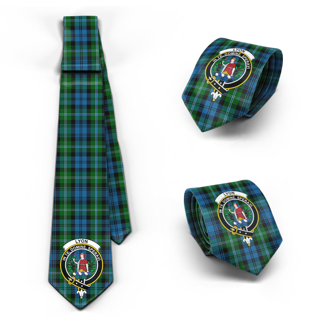 Lyon Tartan Classic Necktie with Family Crest Necktie One Size - Tartan Vibes Clothing