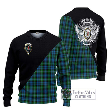 Lyon Tartan Ugly Sweater with Family Crest and Military Logo Style Unisex - Tartan Vibes Clothing