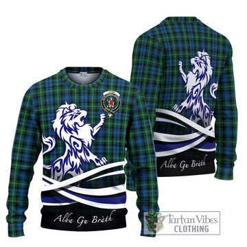 Lyon Tartan Ugly Sweater with Alba Gu Brath Regal Lion Emblem Unisex - Tartan Vibes Clothing