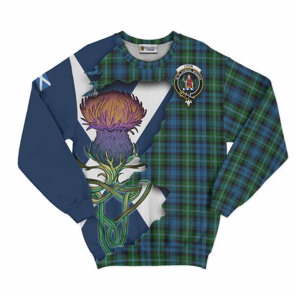 Lyon Tartan Family Crest Sweatshirt Scottish Thistle Celtic Inspired Unisex - Tartan Vibes Clothing