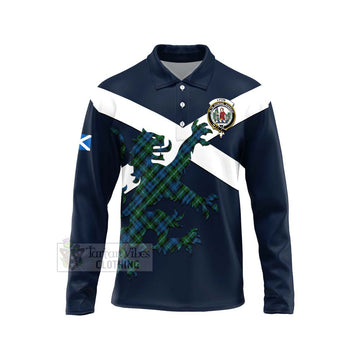 Lyon Tartan Lion Rampant Long Sleeve Polo Shirt Proudly Display Your Heritage with Alba Gu Brath and Clan Name Unisex - Tartan Vibes Clothing