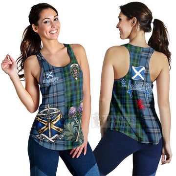 Lyon Tartan Women's Racerback Tanks Happy St. Andrew's Day Half Tartan Style