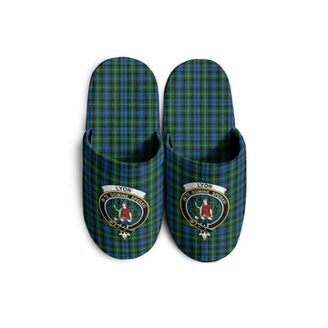 Lyon Tartan Home Slippers with Family Crest