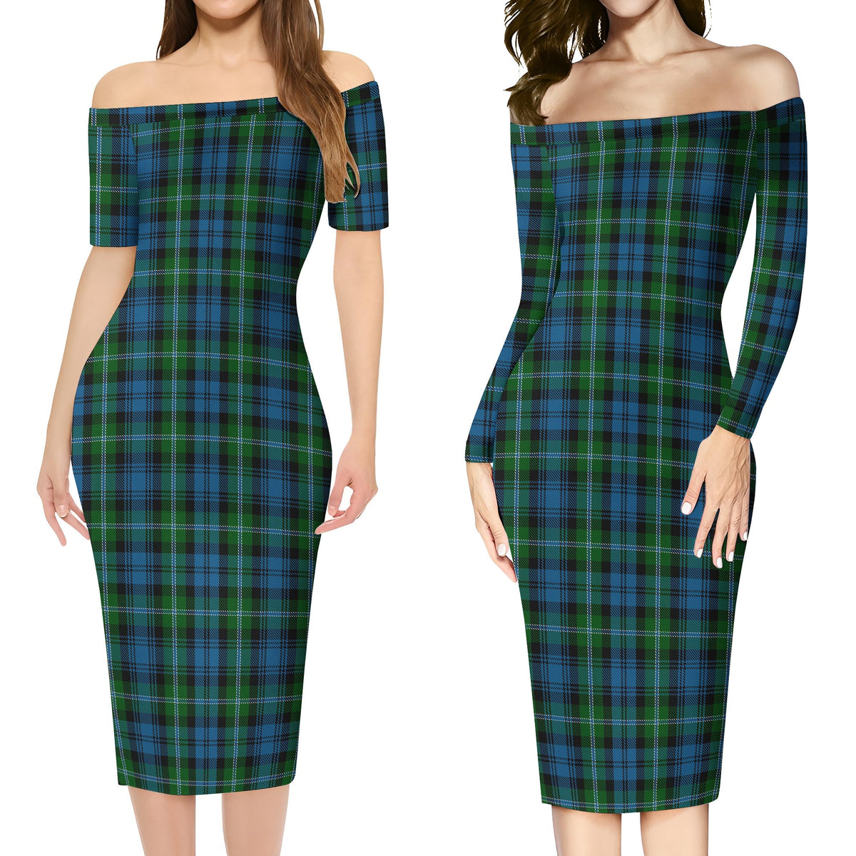 Lyon Tartan Off Shoulder Lady Dress Women's Dress - Tartan Vibes Clothing
