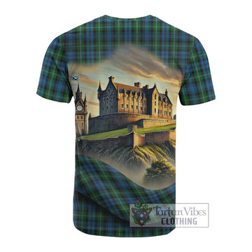 Lyon Tartan Family Crest Cotton T-shirt with Scottish Ancient Castle Style - Tartan Vibes Clothing