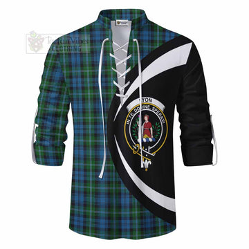 Lyon Tartan Ghillie Kilt Shirt with Family Crest Circle Style - Tartan Vibes Clothing
