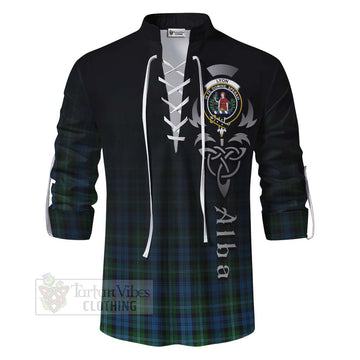 Lyon Tartan Ghillie Kilt Shirt Featuring Alba Gu Brath Family Crest Celtic Inspired - Tartan Vibes Clothing