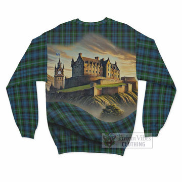 Lyon Tartan Family Crest Sweatshirt with Scottish Ancient Castle Style - Tartan Vibes Clothing