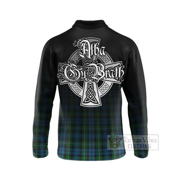Lyon Tartan Long Sleeve Polo Shirt Featuring Alba Gu Brath Family Crest Celtic Inspired - Tartan Vibes Clothing
