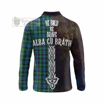 Lyon Tartan Family Crest Long Sleeve Polo Shirt Alba Gu Brath Be Brave Lion Ancient Style - Tartan Vibes Clothing