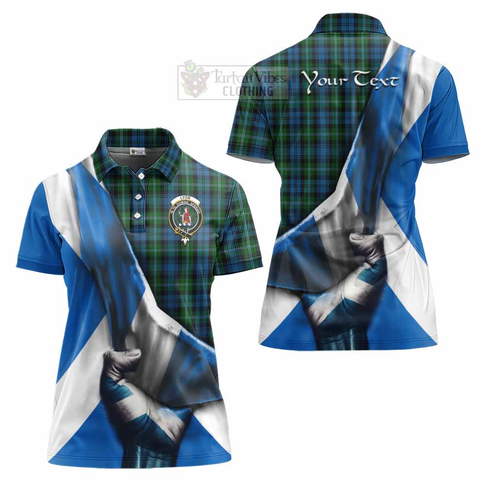 Tartan Vibes Clothing Lyon Tartan Women's Polo Shirt with Family Crest Scotland Patriotic Style