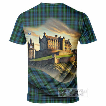Lyon Tartan Family Crest T-Shirt with Scottish Ancient Castle Style - Tartan Vibes Clothing