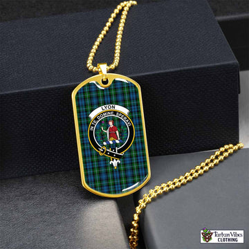 Lyon Tartan Dog Tag Necklace with Family Crest Gold No - Tartan Vibes Clothing