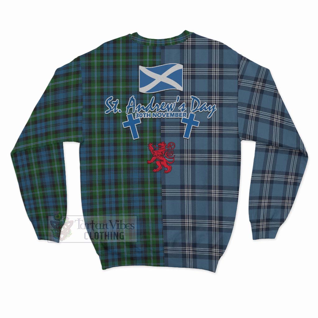 Lyon Tartan Sweatshirt Happy St. Andrew's Day Half Tartan Style - Tartan Vibes Clothing