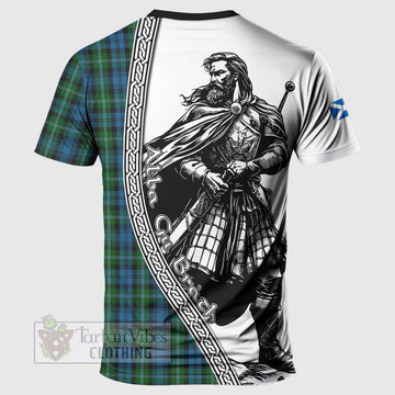 Lyon Tartan Clan Crest T-Shirt with Highlander Warrior Celtic Style - Tartan Vibes Clothing