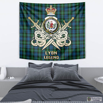 Lyon Tartan Tapestry with Clan Crest and the Golden Sword of Courageous Legacy - Tartan Vibes Clothing