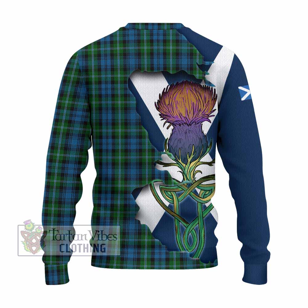 Lyon Tartan Family Crest Knitted Sweater Scottish Thistle Celtic Inspired - Tartan Vibes Clothing