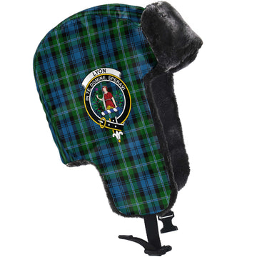 Lyon Tartan Winter Trapper Hat with Family Crest