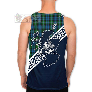 Lyon Tartan Men's Tank Top Featuring Thistle and Scotland Map