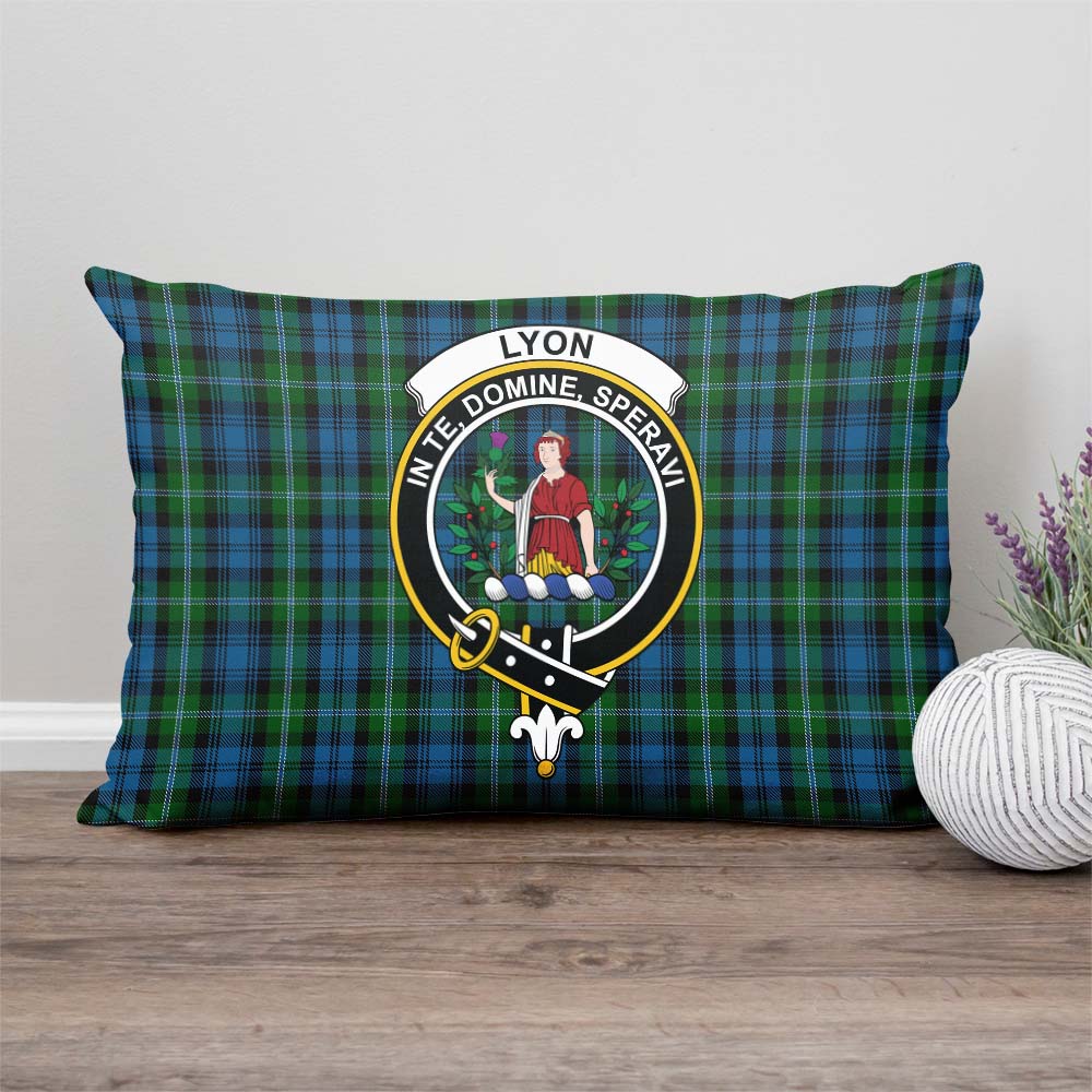 Lyon Tartan Pillow Cover with Family Crest Rectangle Pillow Cover - Tartanvibesclothing