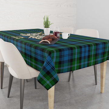 Lyon Tartan Tablecloth with Clan Crest and the Golden Sword of Courageous Legacy - Tartan Vibes Clothing
