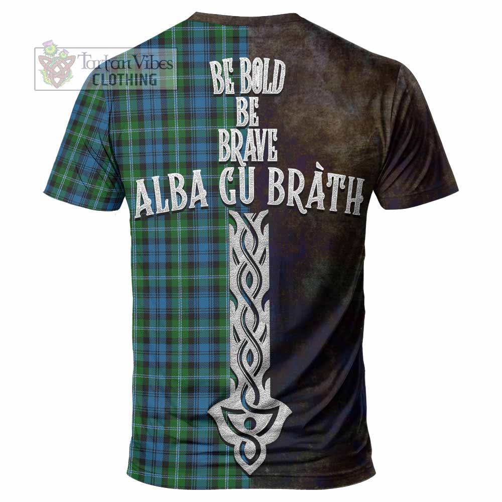 Lyon Tartan Family Crest T-Shirt Alba Gu Brath Be Brave Lion Ancient Style - Tartan Vibes Clothing