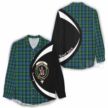 Lyon Tartan Women's Casual Shirt with Family Crest Circle Style