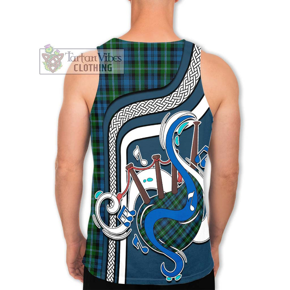 Lyon Tartan Men's Tank Top with Epic Bagpipe Style - Tartanvibesclothing Shop