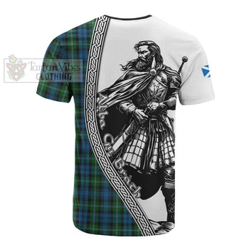 Lyon Tartan Clan Crest Cotton T-shirt with Highlander Warrior Celtic Style - Tartan Vibes Clothing