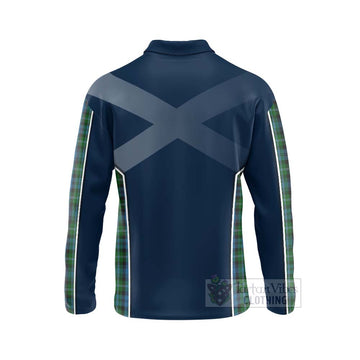 Lyon Tartan Long Sleeve Polo Shirt with Family Crest and Scottish Thistle Vibes Sport Style - Tartan Vibes Clothing