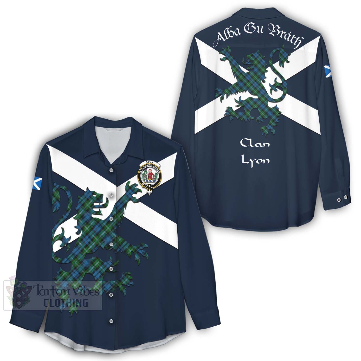 Tartan Vibes Clothing Lyon Tartan Lion Rampant Women's Casual Shirt Proudly Display Your Heritage with Alba Gu Brath and Clan Name