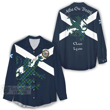 Lyon Tartan Lion Rampant Women's Casual Shirt Proudly Display Your Heritage with Alba Gu Brath and Clan Name