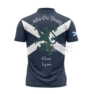Lyon Tartan Lion Rampant Zipper Polo Shirt Proudly Display Your Heritage with Alba Gu Brath and Clan Name - Tartan Vibes Clothing