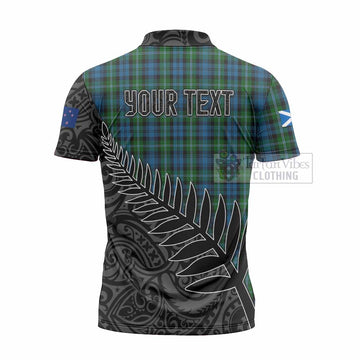 Lyon Crest Tartan Zipper Polo Shirt with New Zealand Silver Fern Half Style - Tartan Vibes Clothing