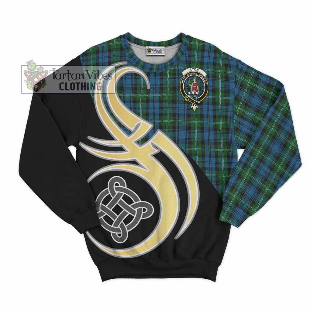 Lyon Tartan Sweatshirt with Family Crest and Celtic Symbol Style - Tartan Vibes Clothing