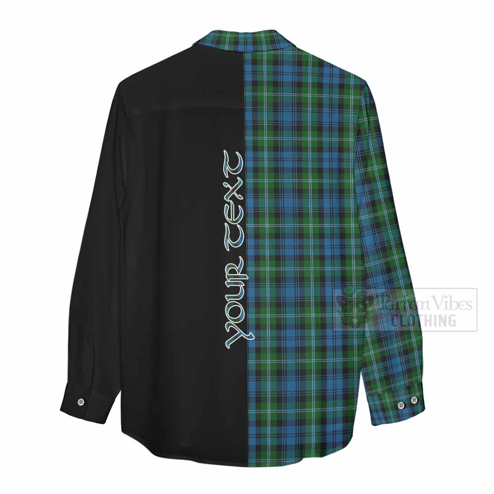 Tartan Vibes Clothing Lyon Tartan Women's Casual Shirt with Family Crest and Half Of Me Style