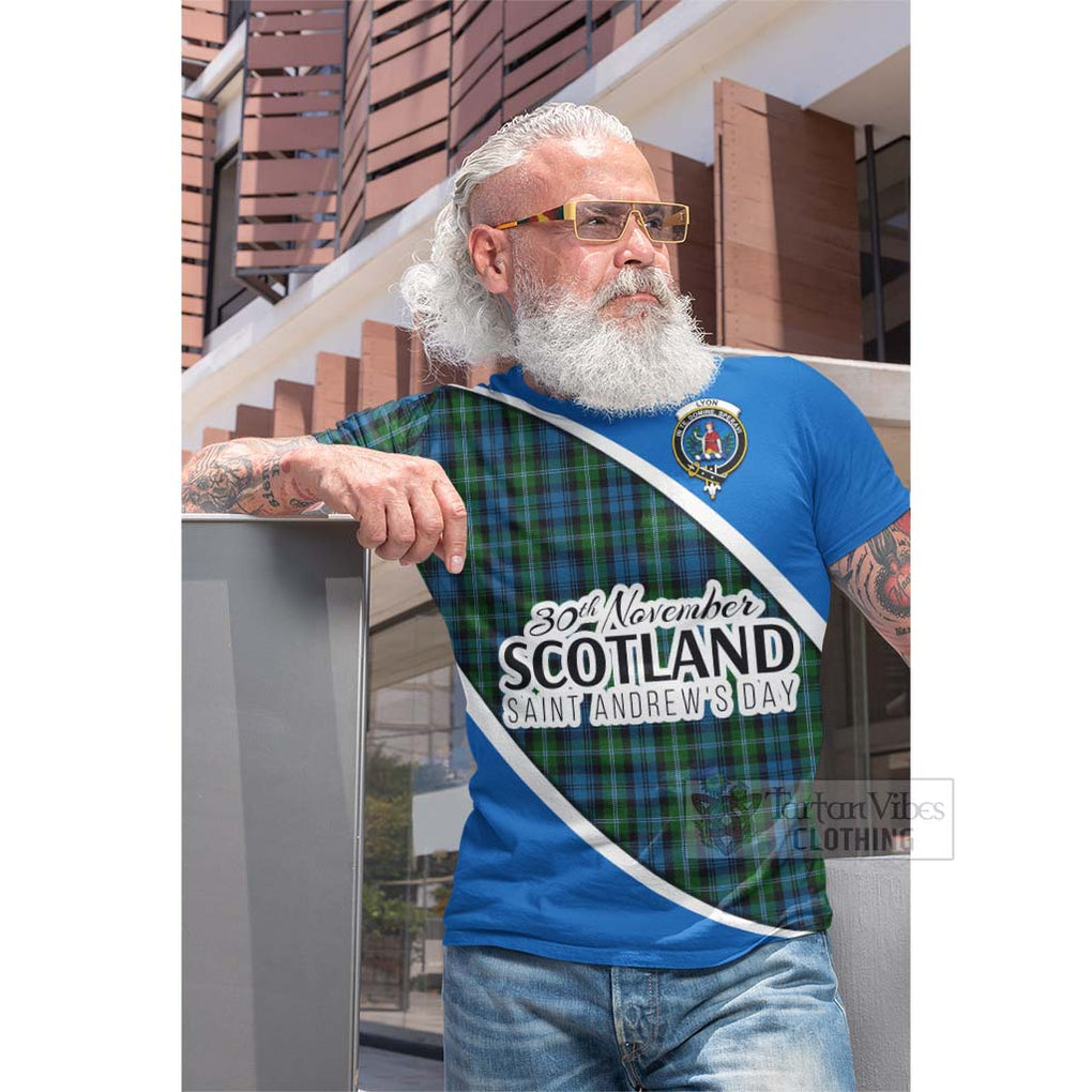 Tartan Vibes Clothing Lyon Family Crest Tartan Cotton T-shirt Celebrate Saint Andrew's Day in Style