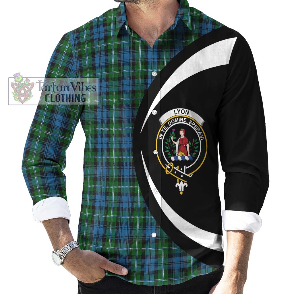 Lyon Tartan Long Sleeve Button Up with Family Crest Circle Style - Tartan Vibes Clothing