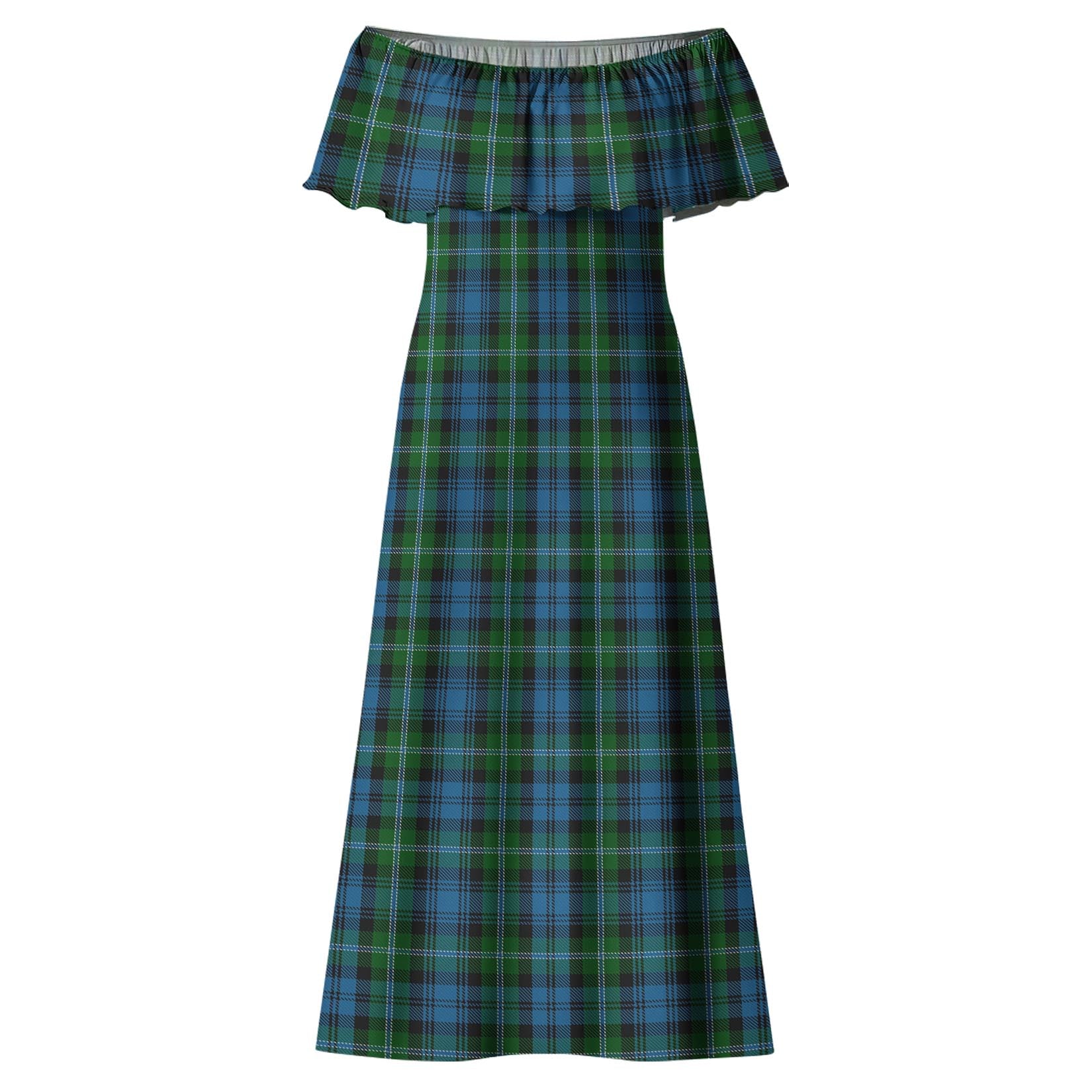 Lyon Tartan Off Shoulder Long Dress - Tartanvibesclothing