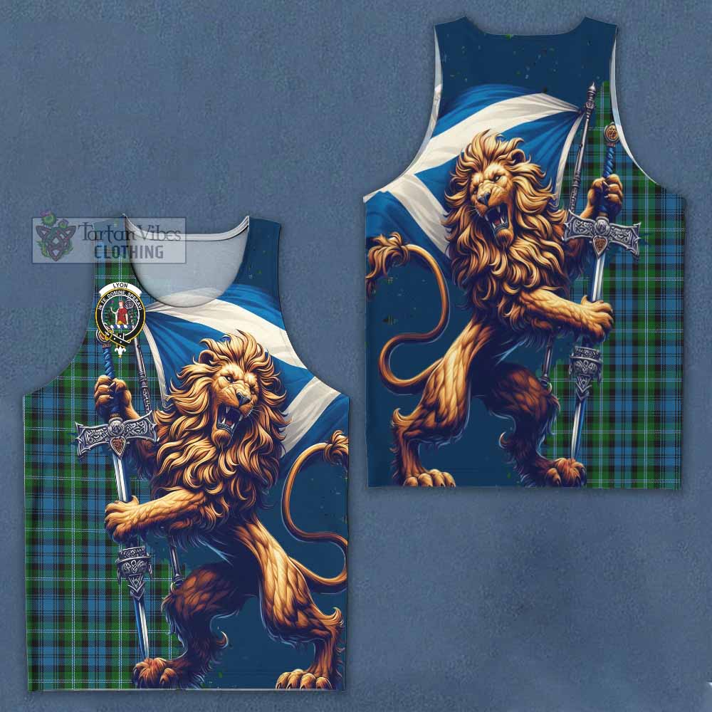 Tartan Vibes Clothing Lyon Tartan Family Crest Men's Tank Top with Scottish Majestic Lion