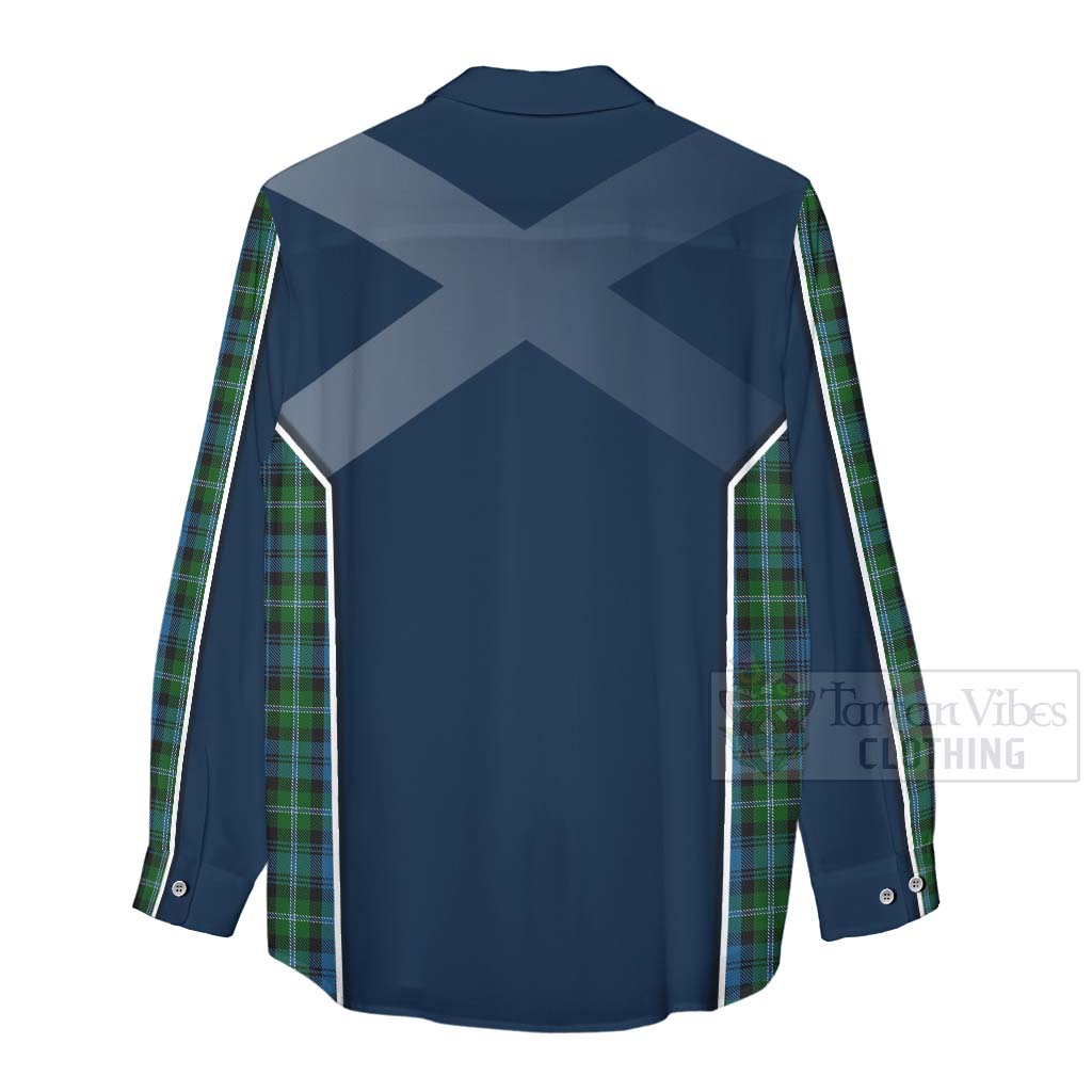 Tartan Vibes Clothing Lyon Tartan Women's Casual Shirt with Family Crest and Scottish Thistle Vibes Sport Style